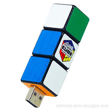 Rubik's Cube USB Rotating Flash Drive with 128MB to 32GB Capacity, Customized Logos Available